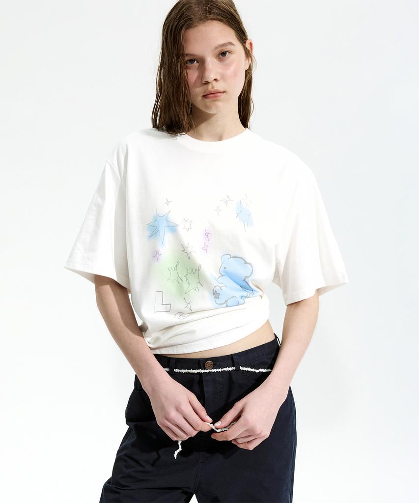 Loukeullaesig Teddy T-Shirt_Off White_Lc252Ts08Ow