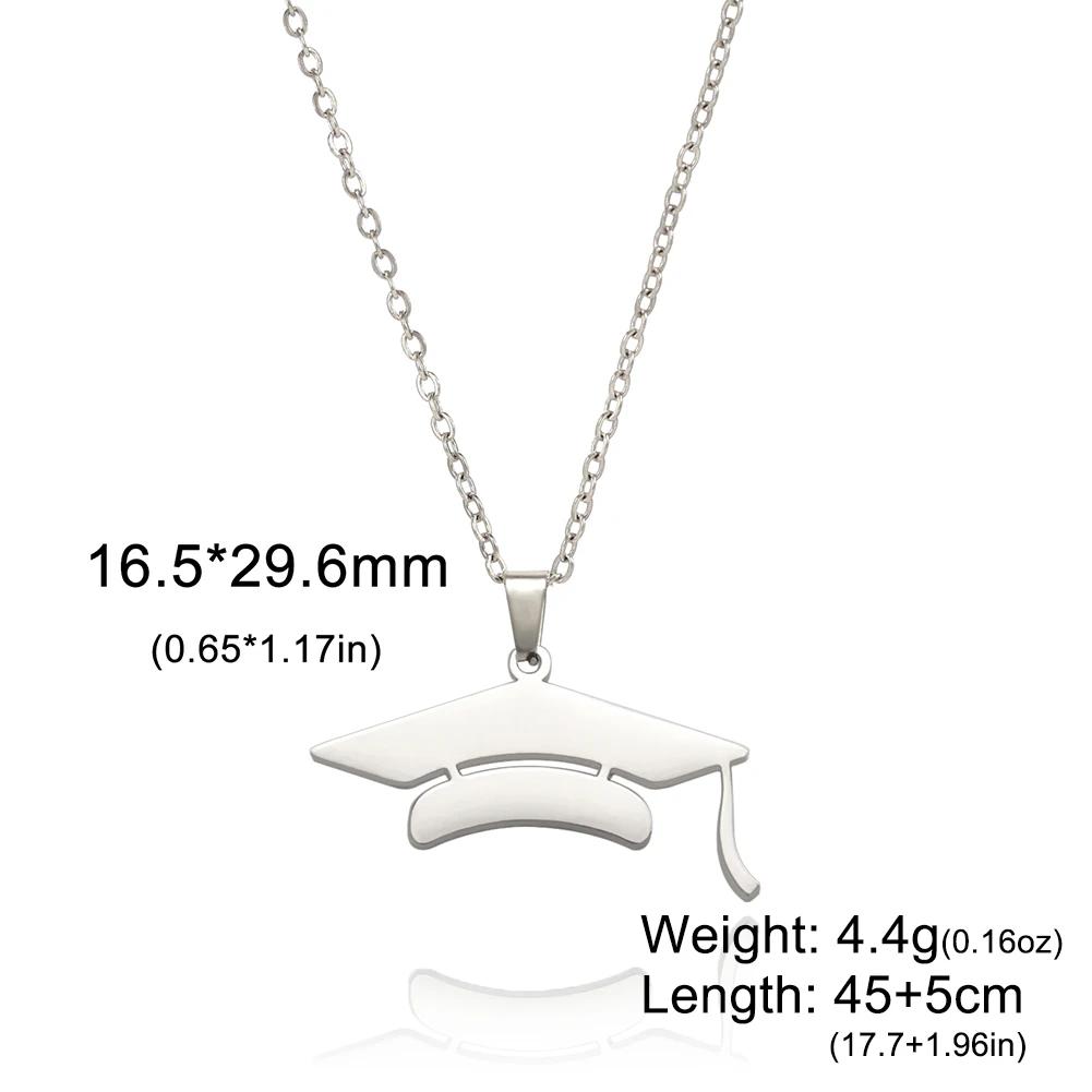 Cazador Graduate Hat Pendant Necklaces for Women Men Student Graduation Gift 2026 Stainless Steel Bachelor Cap Necklace Jewelry