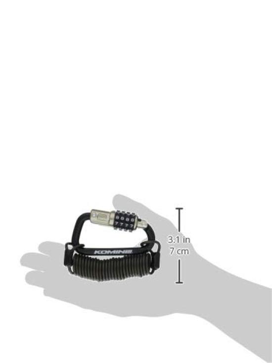 Komine Motorcycle Security Carabiner Wire Lock, Lock, Black, LK-115