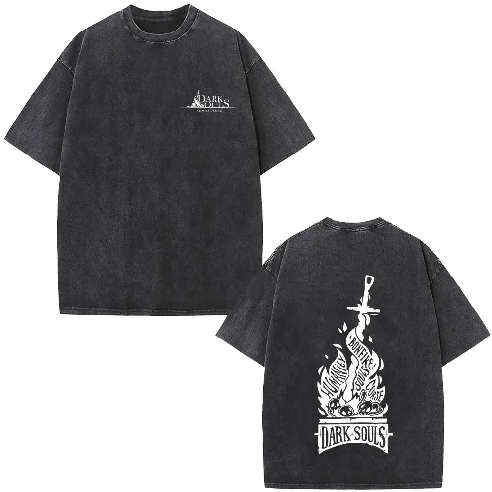 Prané Vintage Herní Dark Souls Merch Tričko Pánské Dámské Retro Gotické Rockové Trička Pánské Punkové Oversized Tričko