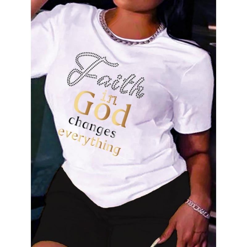

Women s Casual Alphabet Tee – All-Season Crew Neck with Stretch Comfort & Easy Care Fashionable & Durable S