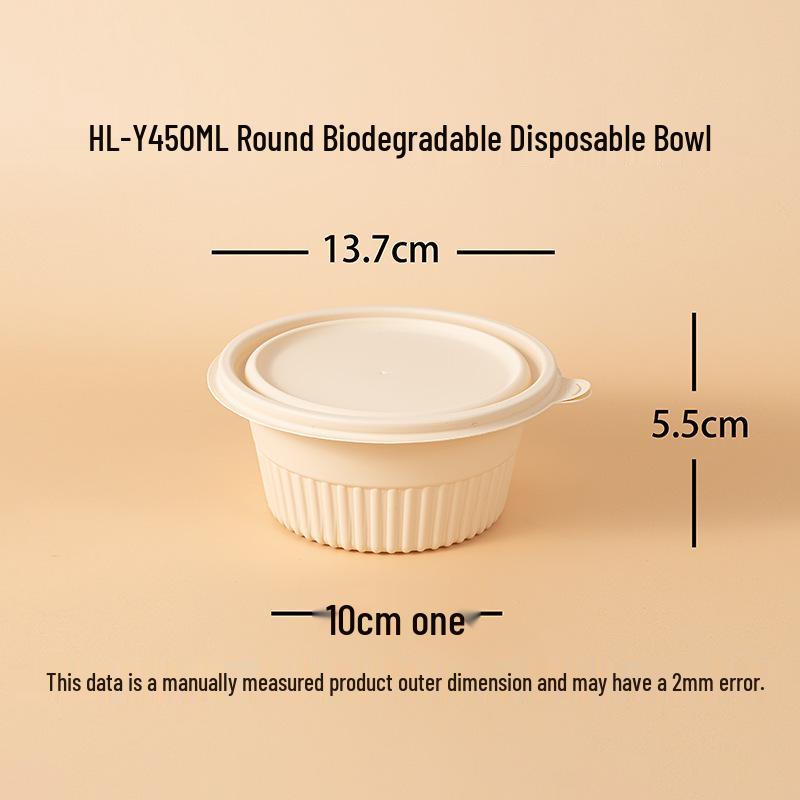 Biodegradable Cornstarch Round Bowl - Eco-Friendly Bento Takeout Box