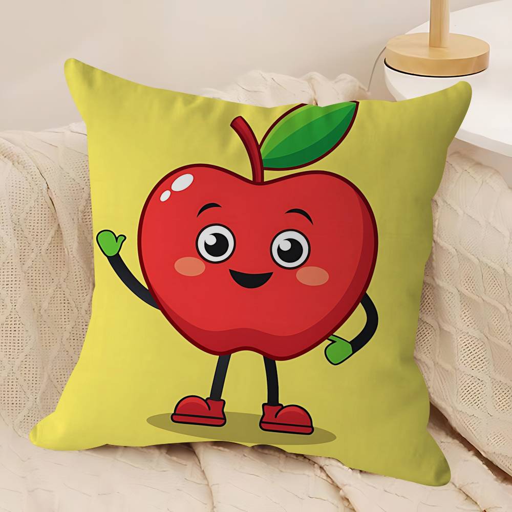 Cartoon-Apfel Einfaches Personalisiertes Bild Text Heimdeko Kissen Haushaltsgeschenke 45x45cm