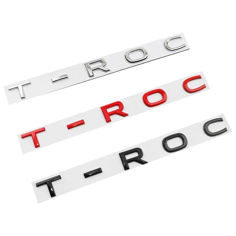 AAZR1 Car Metal Trunk Letters Words Logo Badge Emblem Decals Sticker For Volkswagen VW T-ROC 2020 2021 2022 2023 Styling Accessories