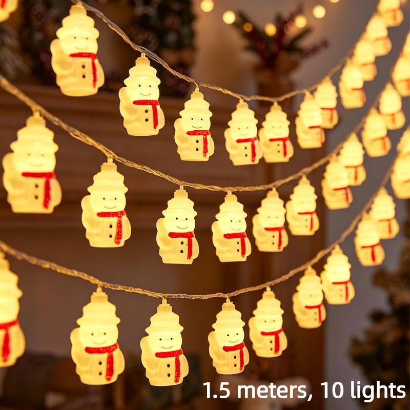 Snowman Led String Lights, Battery Operated Snowman Fairy Lights For Christmas Thanksgiving Fall Indoor Outdoor Home Decor
