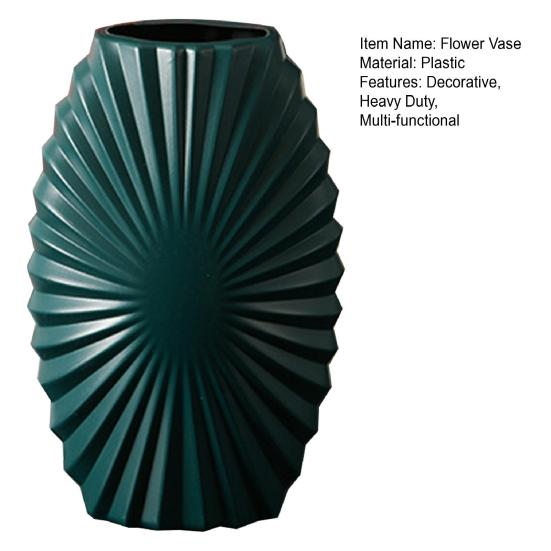 Plastic Ribbed Flower Vase Minimalist Modern Flower Holder Container Home Office Table Centerpiece Decorative Floral Plants Vase
