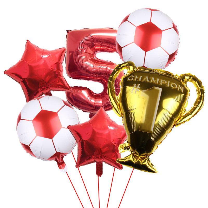 32-inch Digital Football 6-piece Aluminum Film Balloons Set - Birthday Party Gift - World Cup Football Balloons
