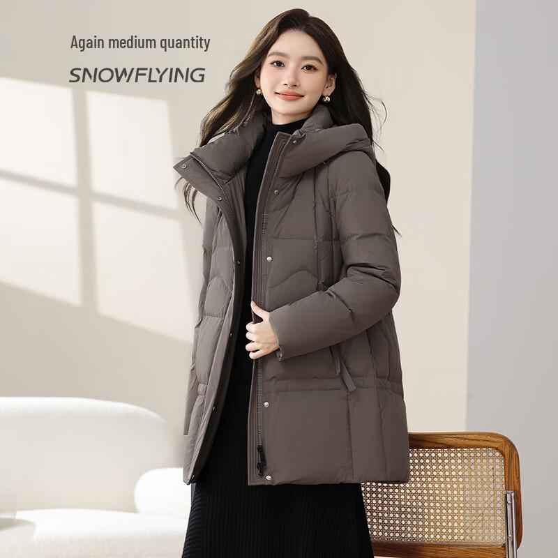 XueZhongFei Women's Winter Mid-Length Hooded Down Jacket
