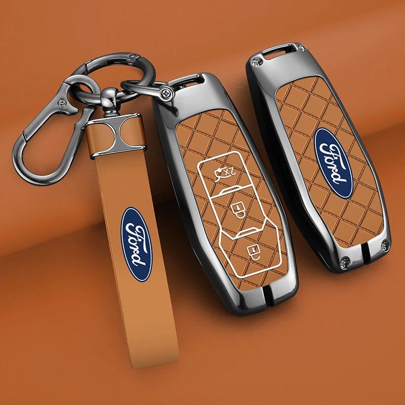 Car Sticker 2025 Hot Zinc Alloy Car Smart Key Case Cover Shell for Ford Focus 3 4 Ranger S C Max Explorer Edge Mustang Fiesta Mo