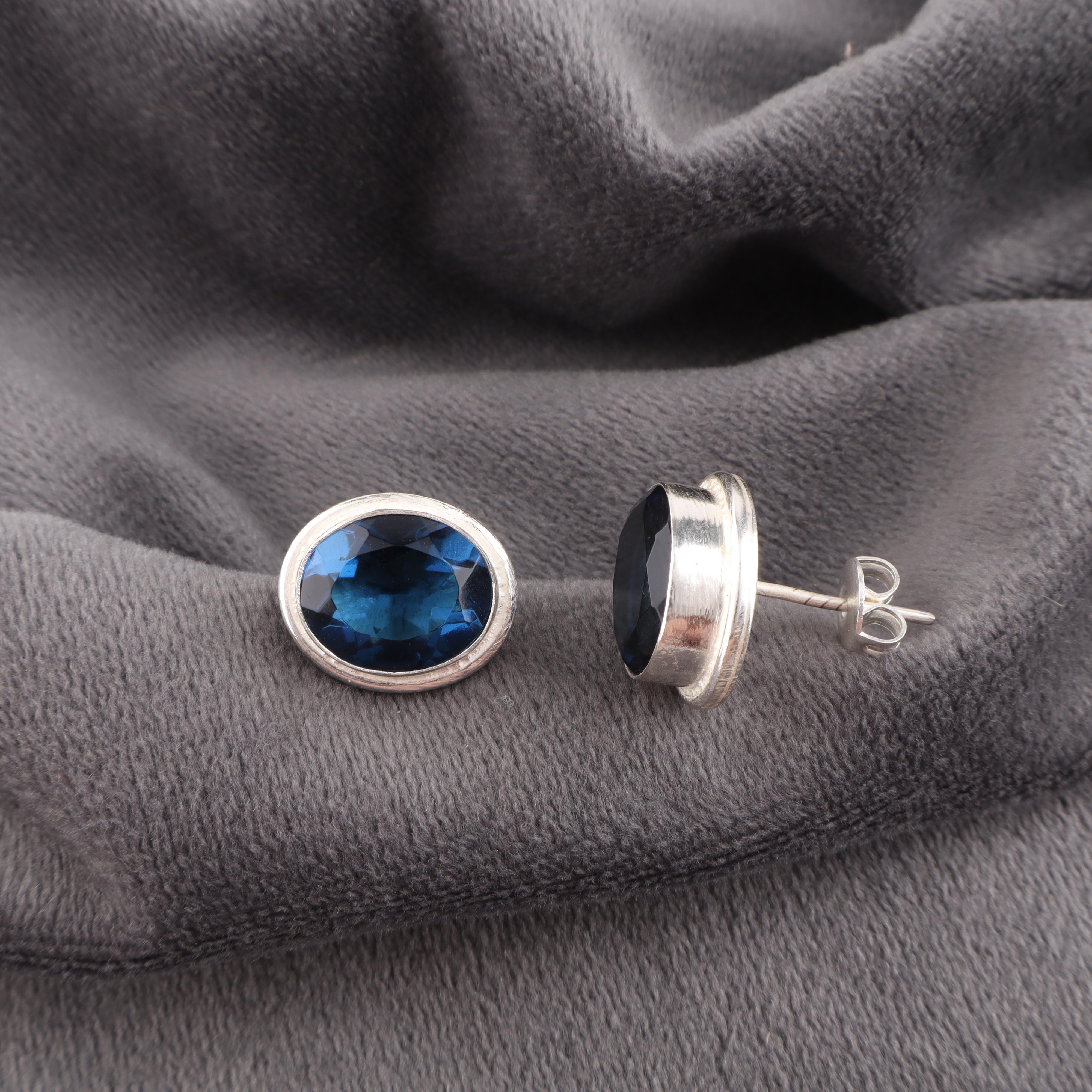 

Украшения с лондонским голубым топазом, серьги из стерлингового серебра 925 пробы, серьги с драгоценными камнями ручной работы на День памяти 0.5 Inches синий