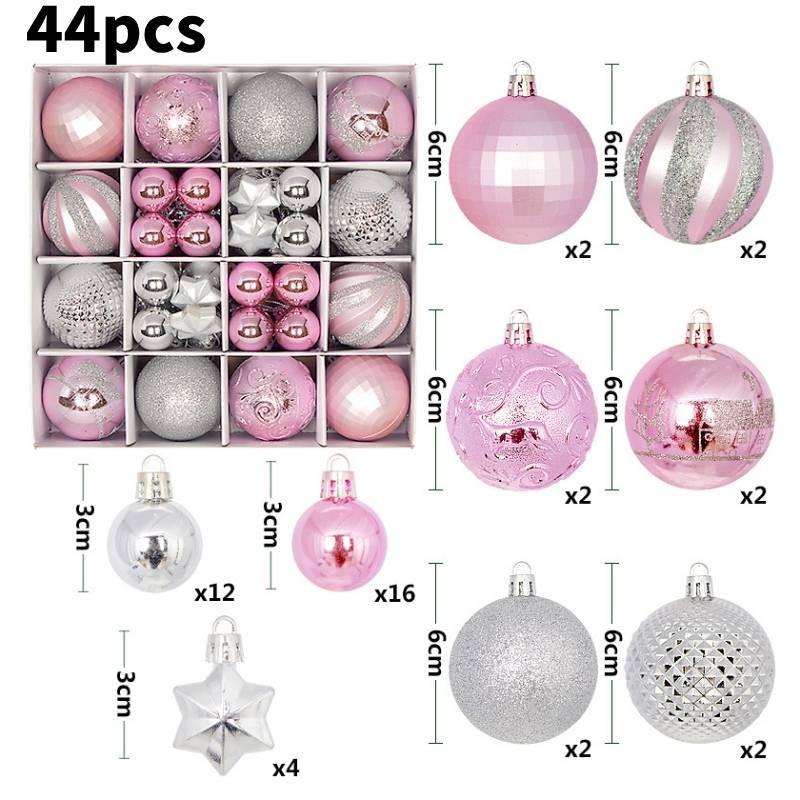 Charming 44 Piece Decorative Christmas Balls In Unique Shapes For Elegant Holiday Display