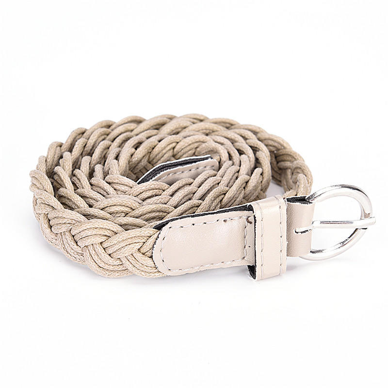 

Vintage Wide Bohemian Belts For Women Round Wood Buckle Woven Braided Rope Belt Female Casual Crochet Boho Dress Waistband