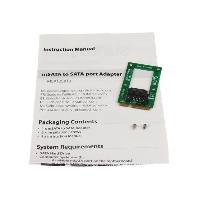 MSATA auf SATA Adapter - STARTECH - MSAT2SAT3 - 6 Gbit/s - Rot - Intern