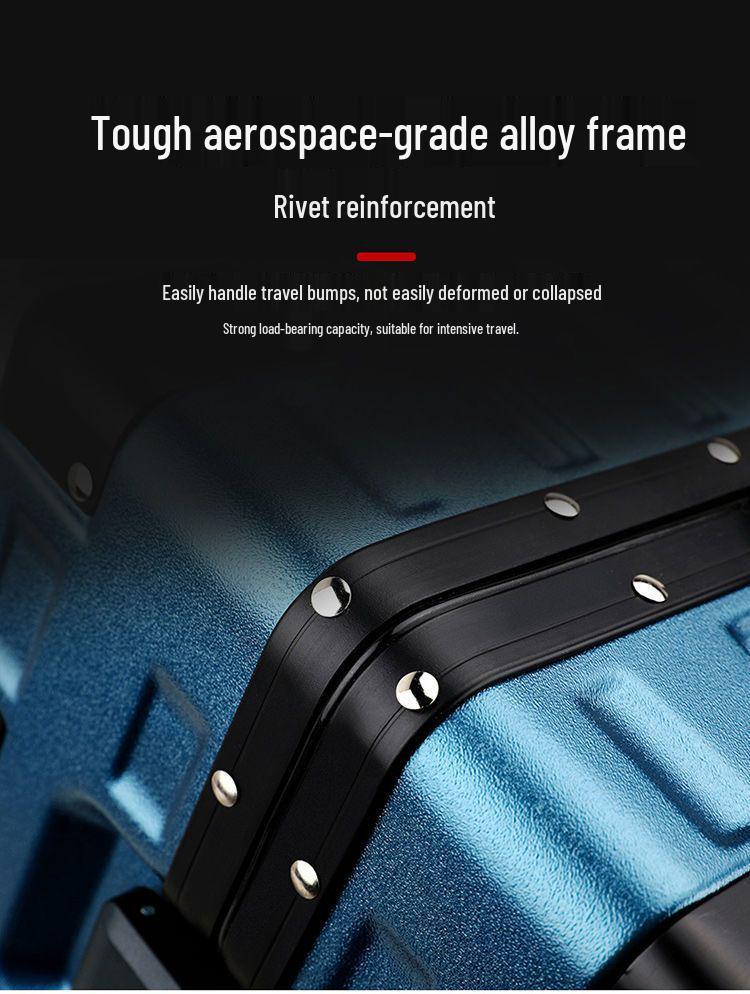 Aluminum Frame Leather Suitcase 20"/28" with Universal Wheels for Men, Women, Students