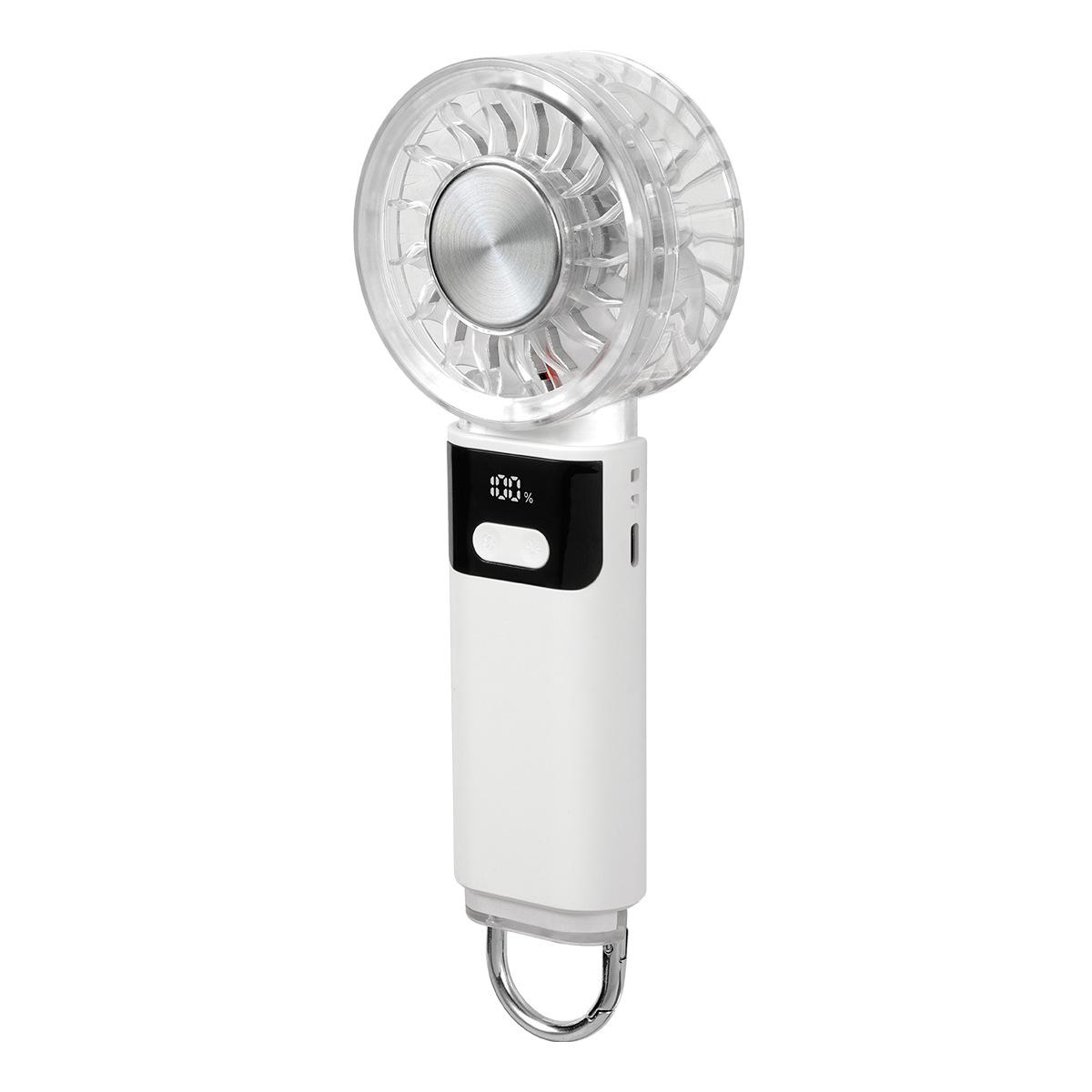 

2026 Portable Handheld Fan: 100 Speeds, USB Charging, Foldable Carabiner Design 18x10x5 cm прозорий