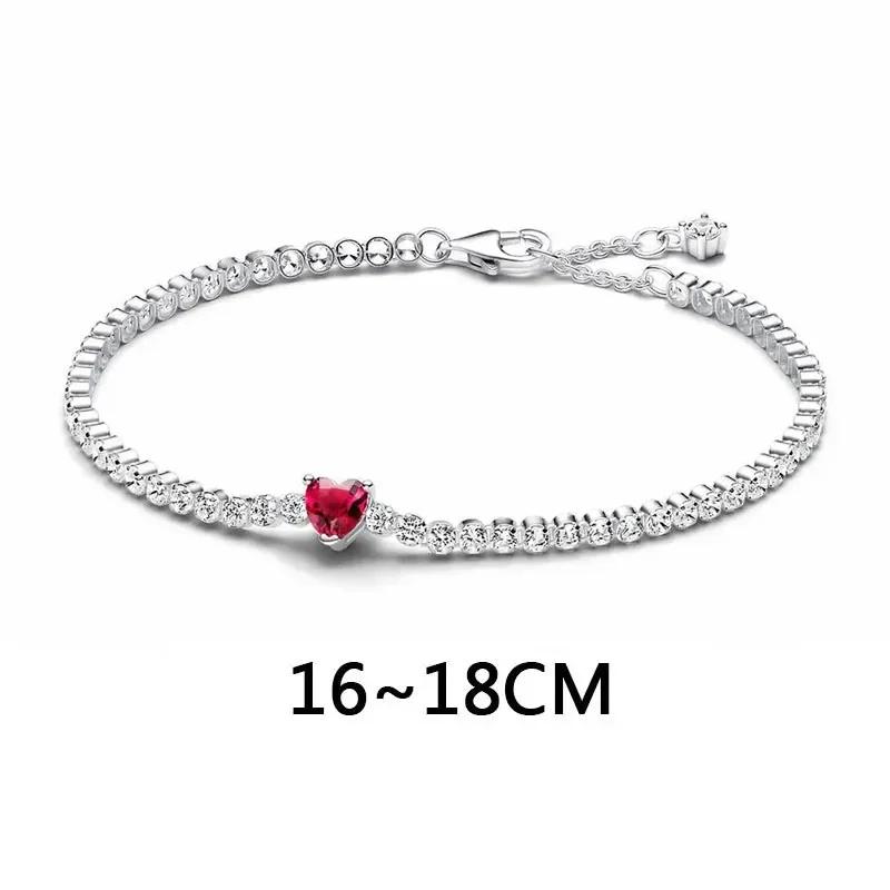 Classic Shiny Red Jewelry 925 Silver Exquisite Heart-shaped Bowknot Ring Necklace Bracelet Women's Jewelry Party Gifts