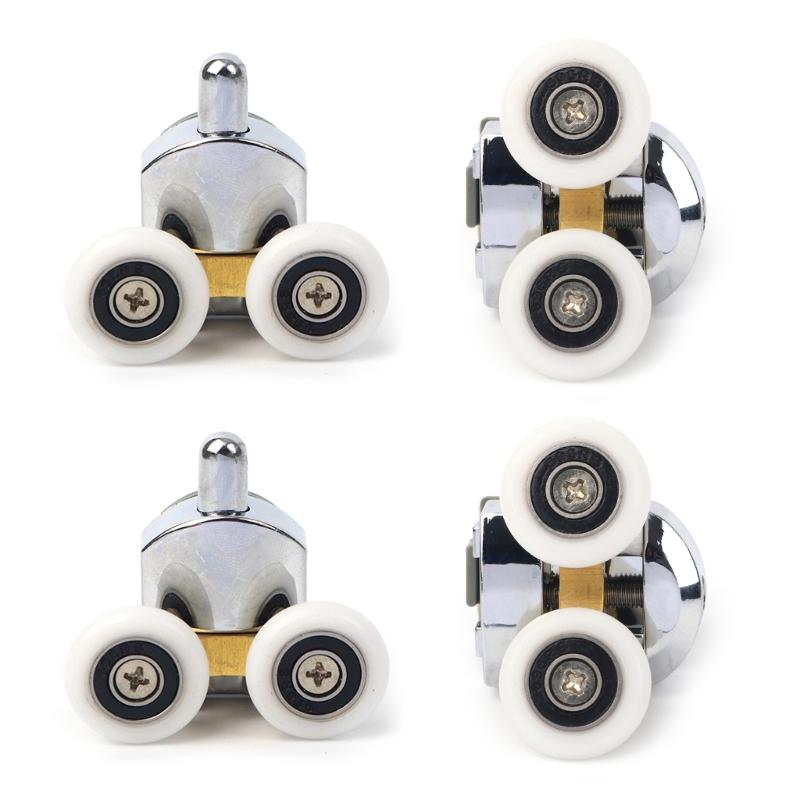 Set of 4 Curved Shower Door Rollers 23/25mm Top and Bottom Shower Glass Door Wheel Quiet Shower Door Pulley Replacement