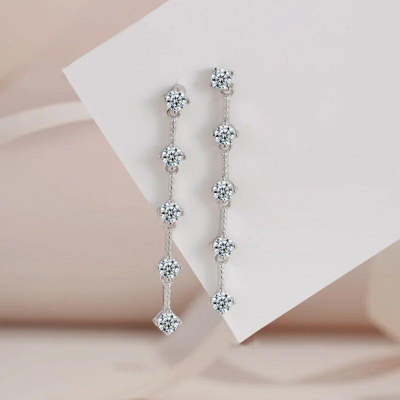 Real Moissanite D Color Drop and Dangle Earrings for Women 100% 925 Sterling Silver Ear Stud Long Pendant Mini Diamond Jewelry