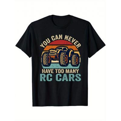 'S & 'S Retro RC Car Enthusiast T-Shirt - "You Can Never Have Too Many RC Cars" Slogan & Truck Graphic, Black Short Sleeve Casual Tee for Remote