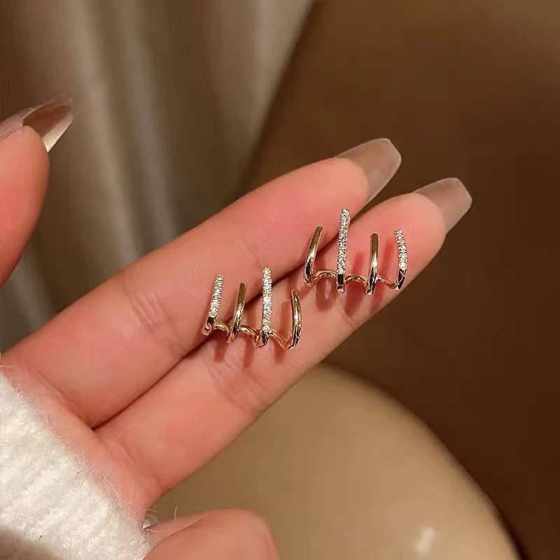 Claw Stud Earrings for Women Girls Temperament Gold Silver Hook Clip Earring Wedding Party Jewelry Geometric Accessories