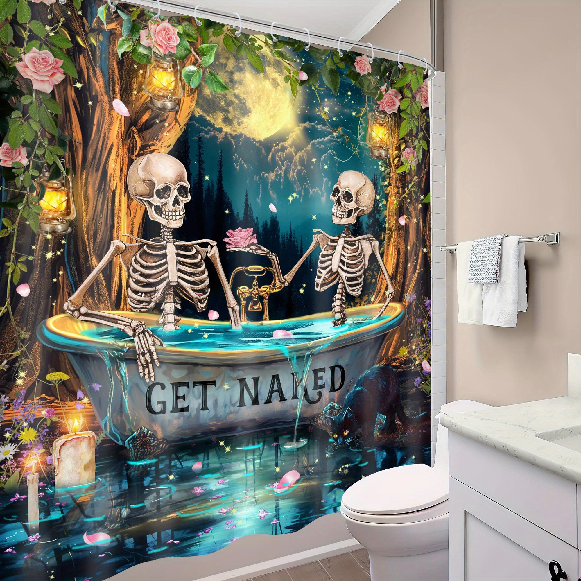 

Enchanted Midnight Romance Wall Tapestry for Quirky Home Decor, Featuring a Whimsical Scene of Two Skeletons Sharing W90XH180cm