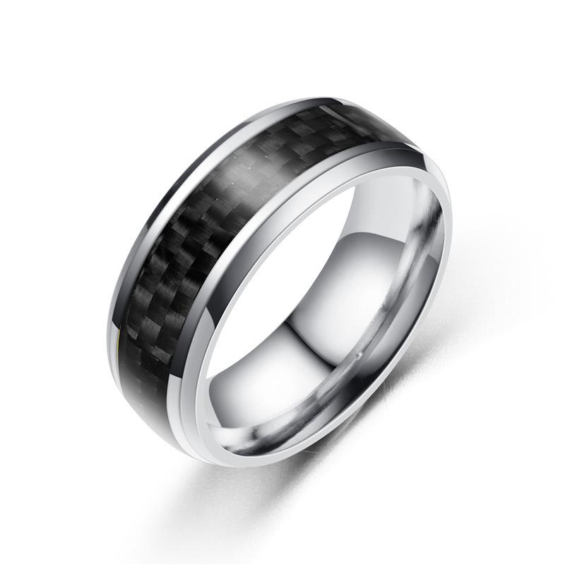 Men's Fashion Carbon Fiber Patch Ring Creative Personalized Finger Jewelry Accessory For Daily Wear