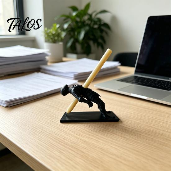 Talos 3D Printed Knight Pen Holder, Medieval Desk Organizer, Action Figure Pencil Stand for Office, Decorative Stationery Collectible Gift