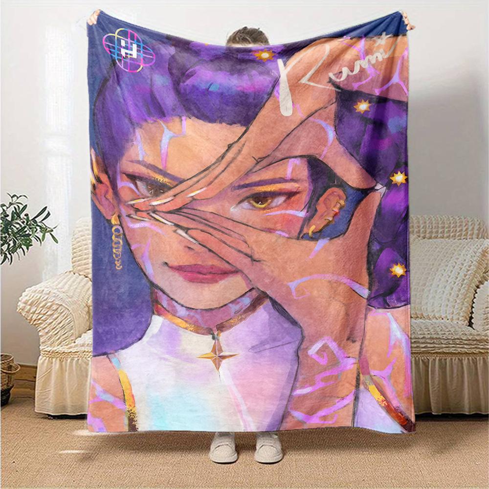 1pc KPop Demon Hunters RUMI4 Blanket, Gift, for Men and Women, Soft Blanket, Good for Sofa Bed Couch Travel, Lightweight Flannel Blanket