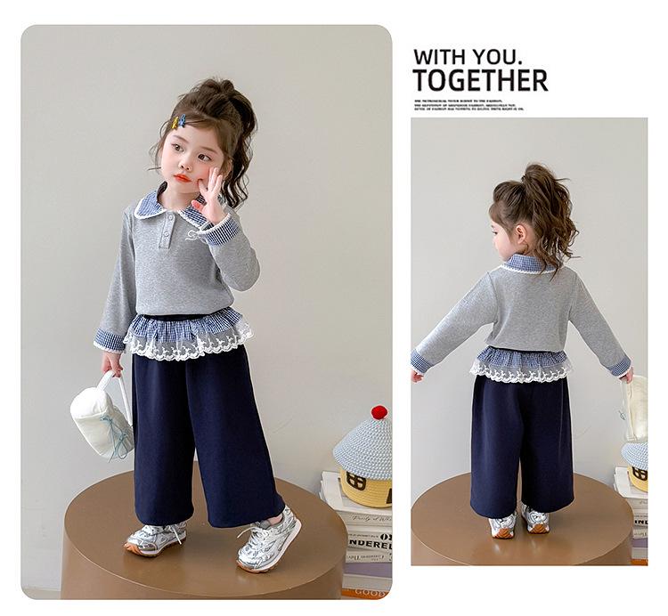 Girls' Sweet Bow Korean Style Autumn Sweatshirt Set 2025 - Stylish Two-Piece Outfit for Baby Girls