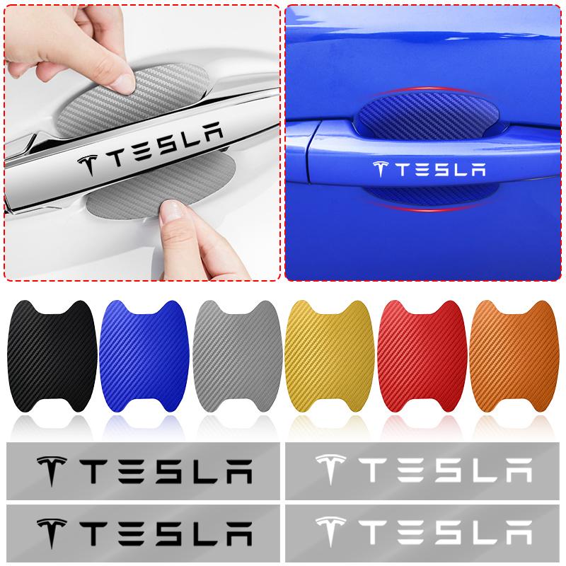 bfxhr7 8Pcs Car Door Bowl Handle Protector Stickers Anti-scratch Film for Tesla Juguete Coil 4 Model 3 2022 Y X S Cc3 Car Accessories