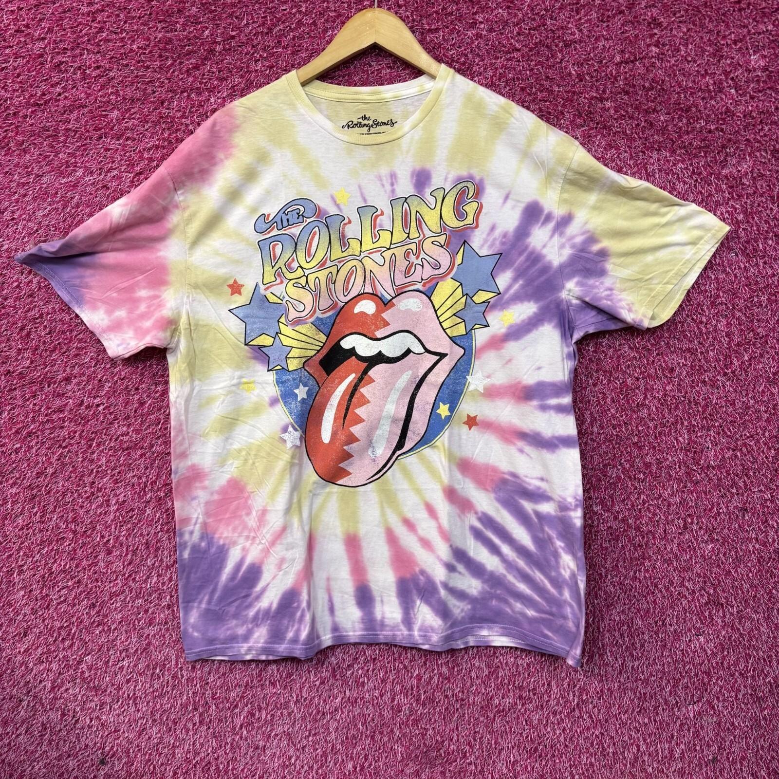 Rolling Stones Hot lips Sunset Tie Dye 100% Cotton T-shirt Mens Tees Top 3XL