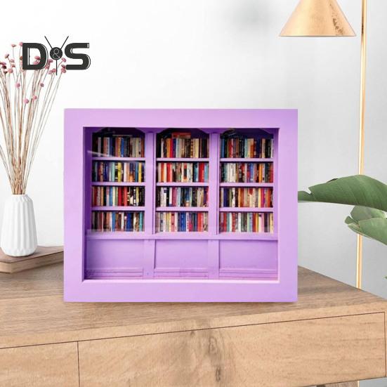 Mini knihovna pro úlevu od úzkosti Dřevěná miniaturní simulovaná polička s 200 ks Mini kniha s úlevou od stresu Hračka na stolní knihovnu pro domácí kancelář
