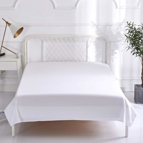 Single White Flat Sheet (150cm X 250cm) for Commercial Use, Set of 2, Includes Mattress Cover and Upper Sheet, White