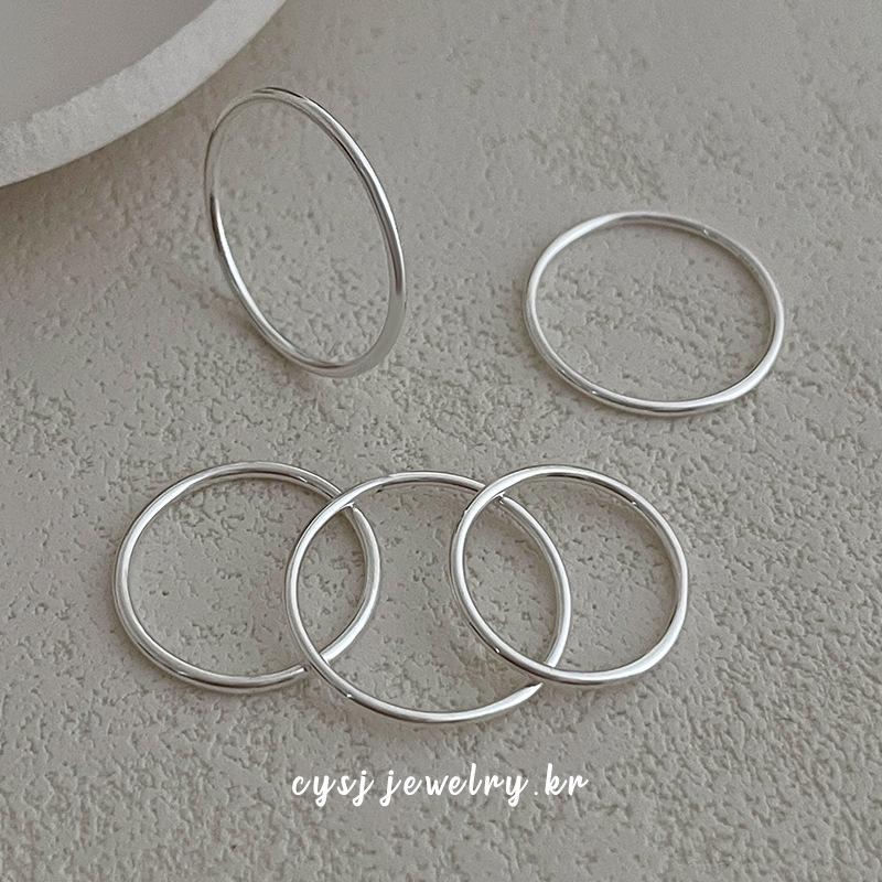 Cui Yan S925 Sterling Silver Plain Band Ring, Stackable and Versatile, Simple Personalized Design for Men and Women