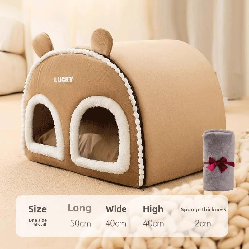 

Осенне-зимний полузакрытый питомник для нескольких домашних животных для всей семьи, юрта, будка для маленьких собак, теплый наполнитель для кошачьего туалета, наполнитель для домашних животных brown + blanket