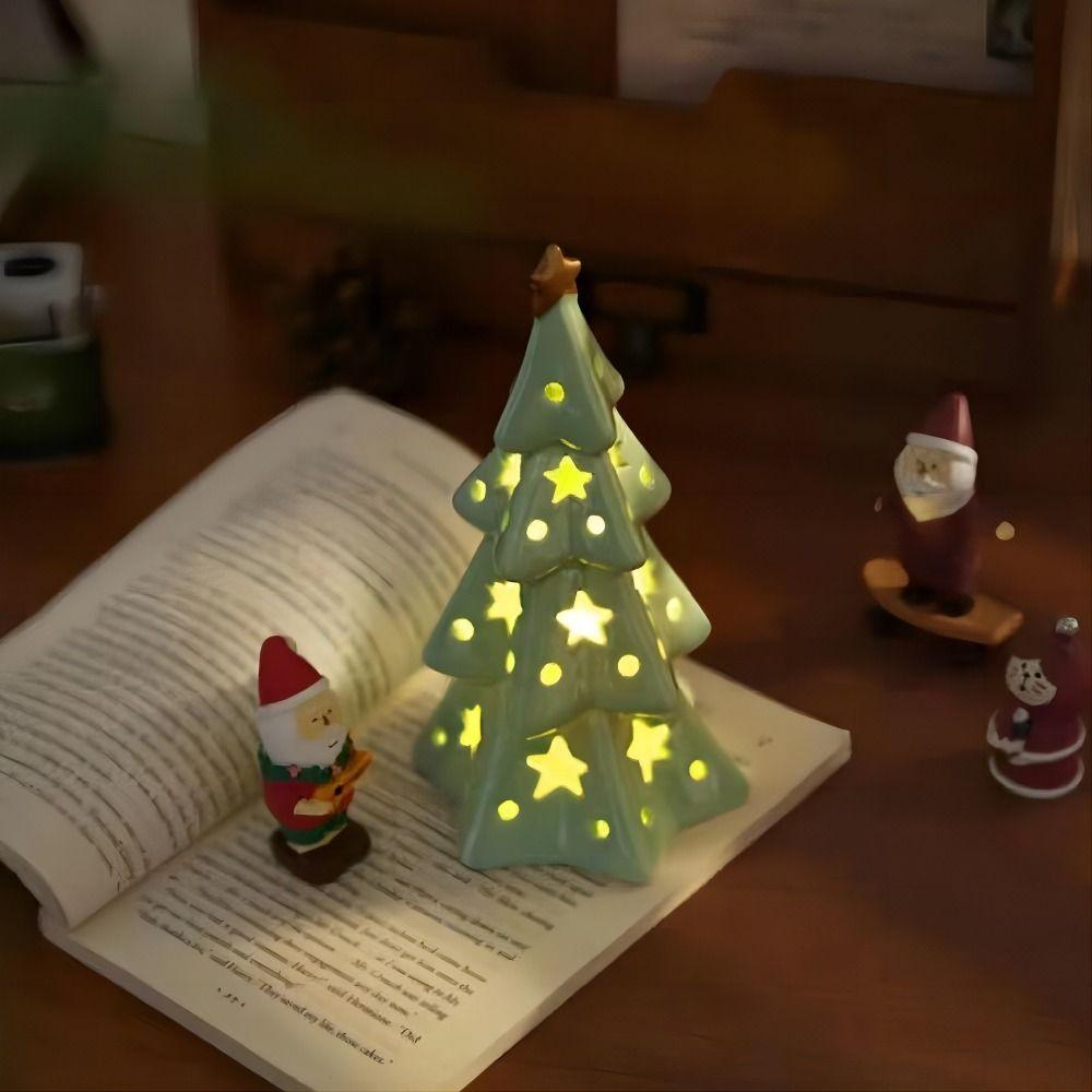 Flameless Christmas Tree Night Lamp Bell Christmas Tree Ornaments Birthday Gifts
