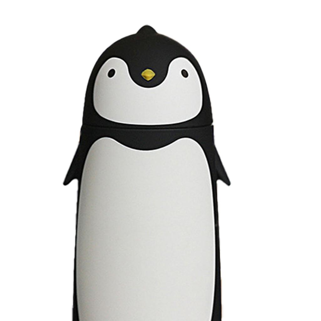 Water Bottle Penguin Design Heat Insulation 300ml Portable Water Cup for Outdoor Black