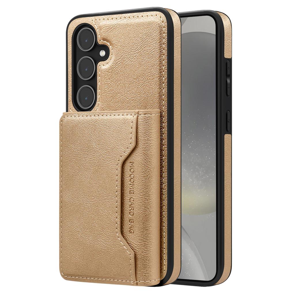 For Samsung Galaxy S25 Case Compatible with MagSafe Leather Back Phone Cover with Detachable Card Bag