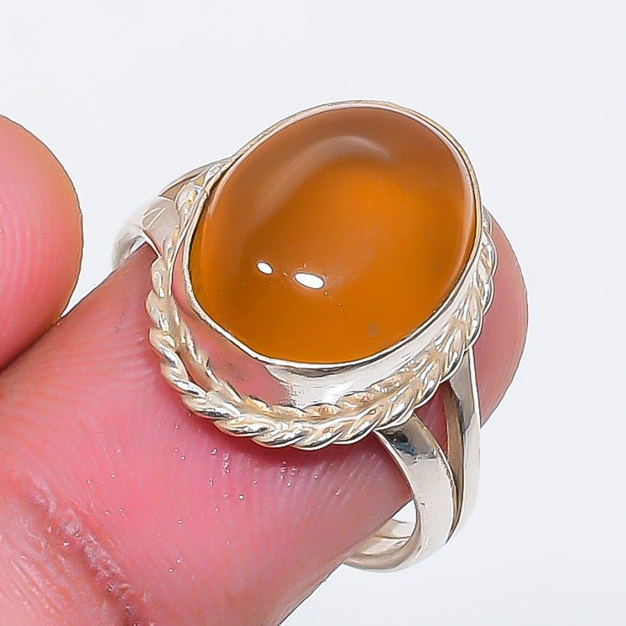 Natural Carnelian Gemstone Handmade 925 Sterling Silver Jewelry Ring Size 7 ZS-1832