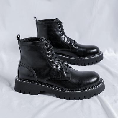 High Quality Men Fashion High Top Motorcycle Boots Comfy Casual Black Punk Leather Boots New Outdoor Antiskid Thick Bottom Boots
