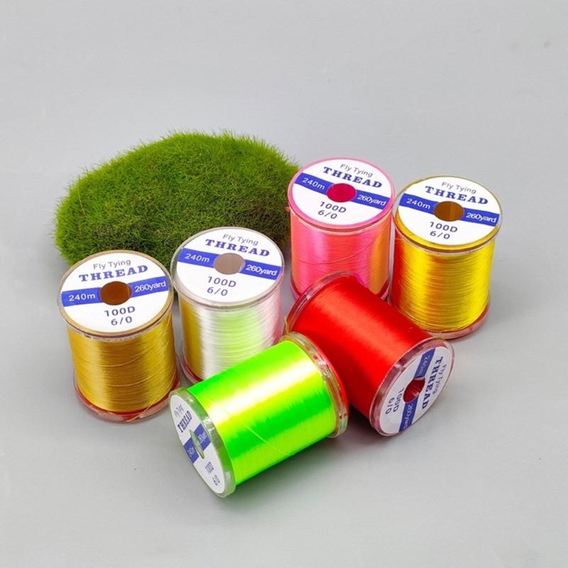 240M Fly Tying Thread Set 6 Bright Color High Strength Fly Tying Thread Fly Tying Wire for Saltwater and Freshwater