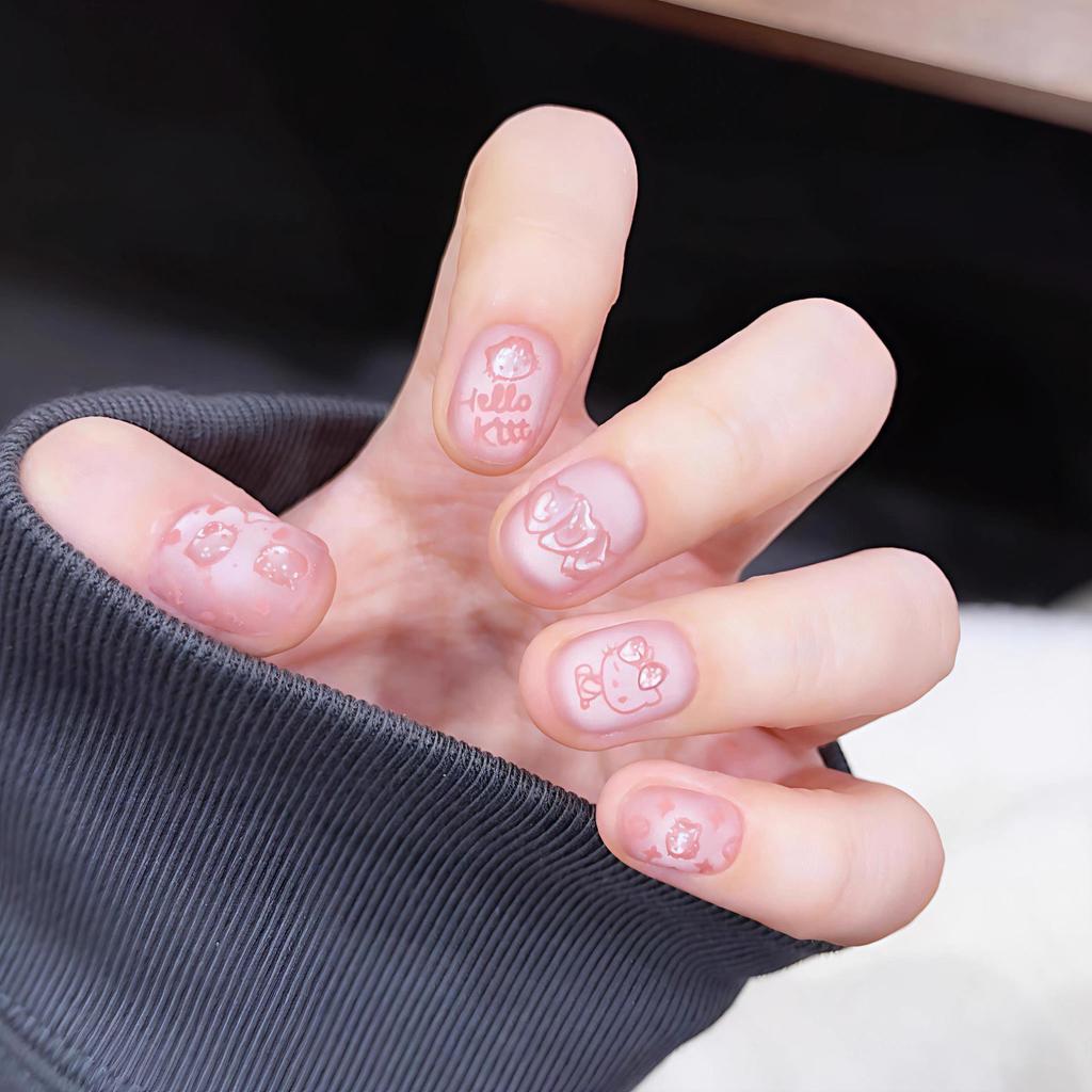 Blush French Cat Eye Princess Bow Nails - Handmade Wearable Nail Art