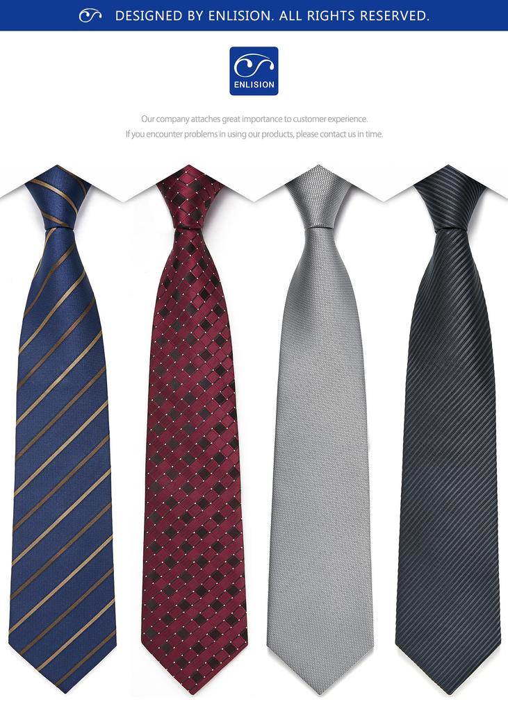 [Enlision] Men's Business Ties, Set of 4, Silk, Washable, for Job Hunting, Recruitment, Entrance Ceremonies, Graduation Ceremonies, Coming-of-Age Cere