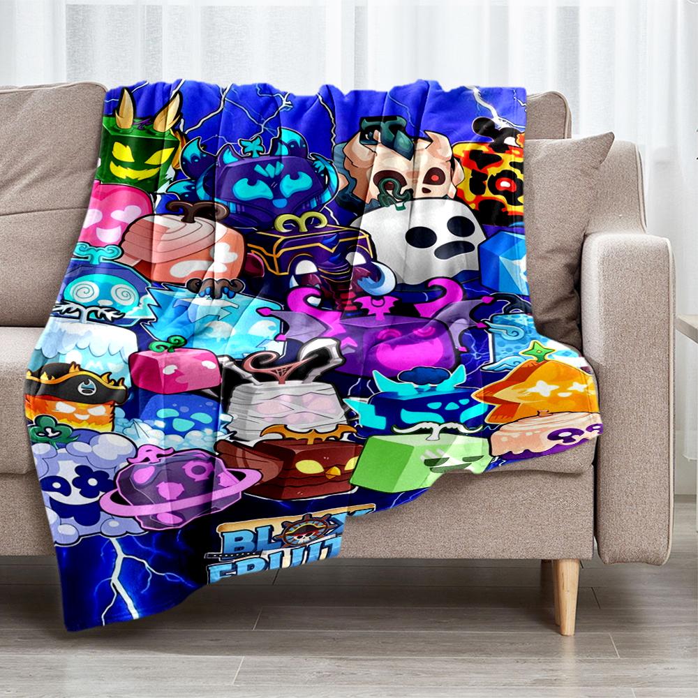 Blox Fruits Theme Printed Blanket - Perfect for Couch, Bed, Travel & Outdoor Use | Machine Washable, Cozy & Durable.