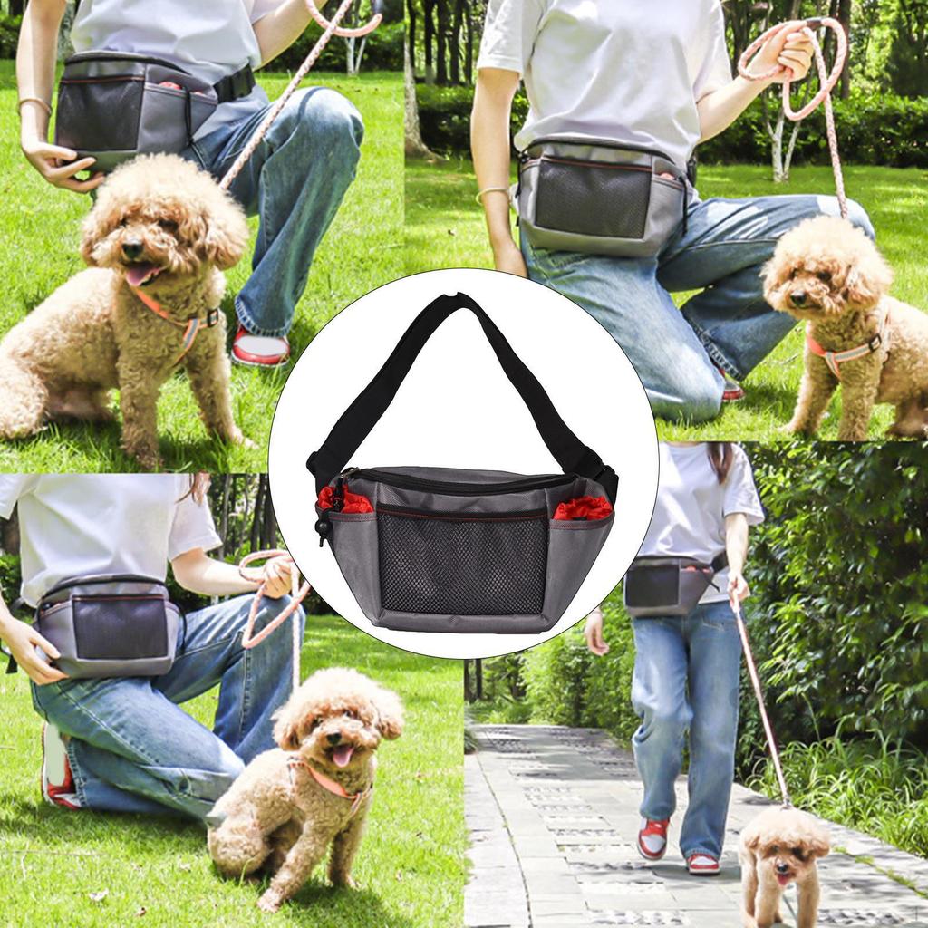 Dog Treat Pouch Pet Training Bag Zipper with Waist Belt Clip Container Fanny Pack Adjustable for
