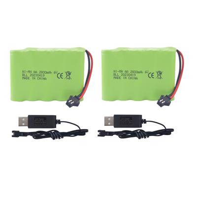 2PCS 6.0V 2800mAh USB Charging Cable with AASM-2P Plug for TB141, TB142, DE37 RC Remote Control Toy Vehicles, Special Vehicles, Remote Control