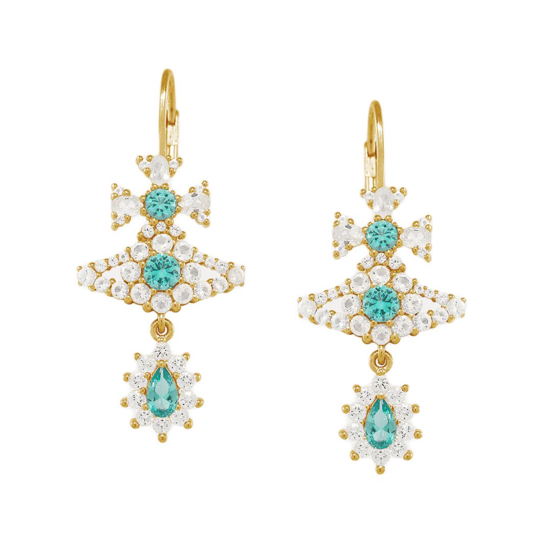 Vivienne Westwood Masha Recycled Silver Earrings Women earrings Gold Turquoise 8053195135769 Basic Packaging-Dust Bag+Box