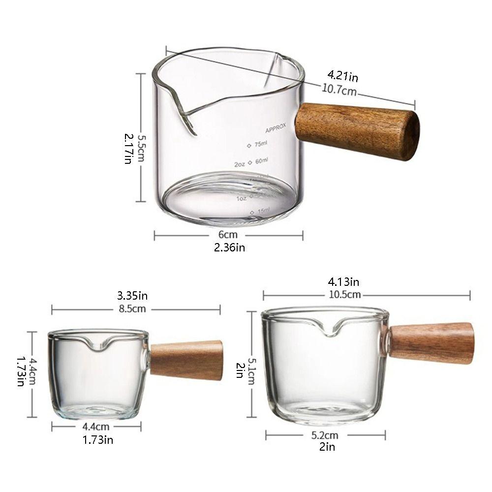 Clear Triple Pitcher Milk Cup V-Shaped Mouth Glass Espresso Cups  Espresso