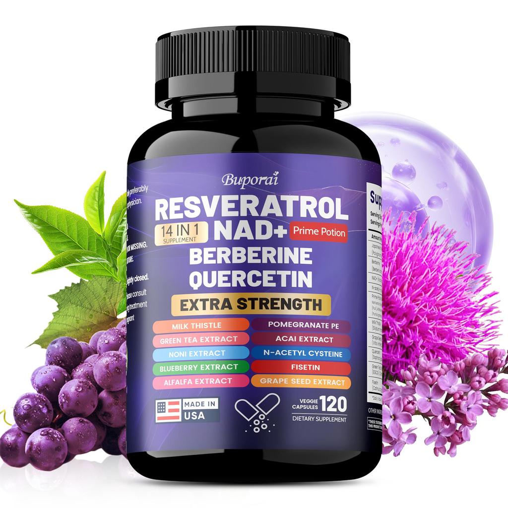 Resveratrol Supplements, Milk Thistle, Berberine, Quercetin, and Green Tea Extract Improve Aging and Provide Antioxidant Benefits.