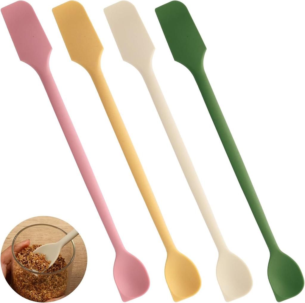 4-piece set of long handle double-head silicone small scraper (multi-color) kitchen pastry silicone scraper